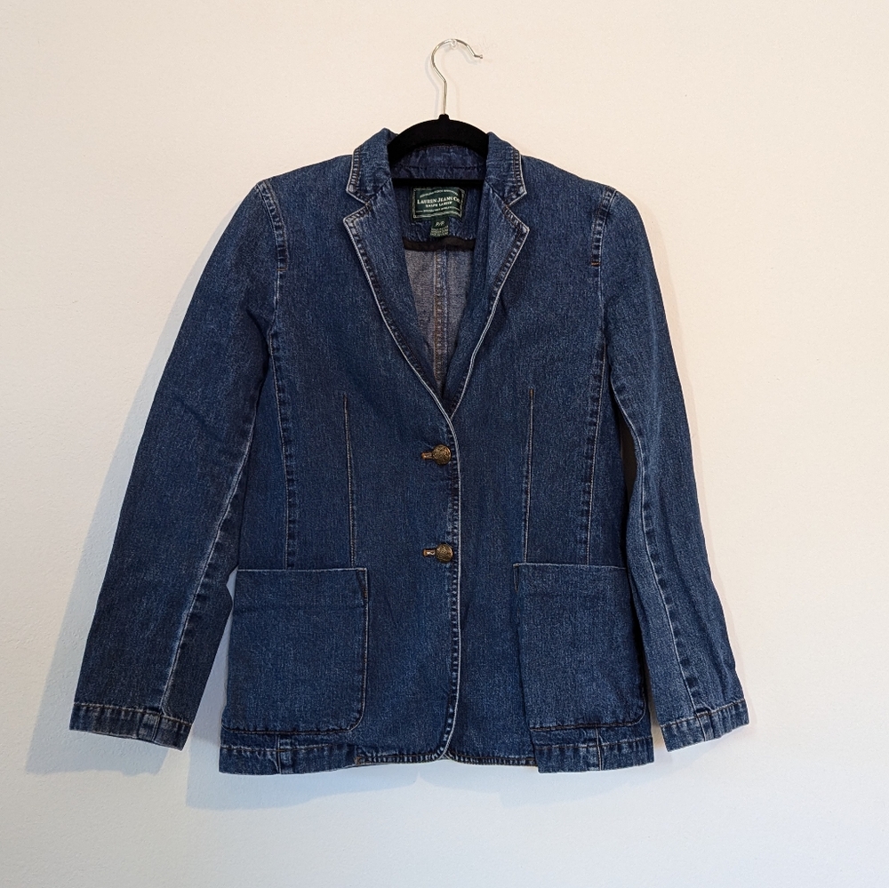 Vintage Lauren Jeans Co. Denim Blazer Jacket Size Medium